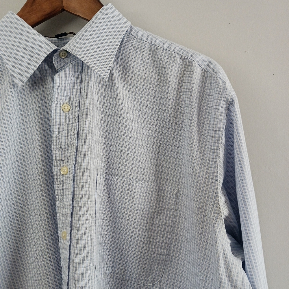 Tommy Hilfiger American Classic Button Down Shirt Size 16 34/35 Blue 100% Cotton